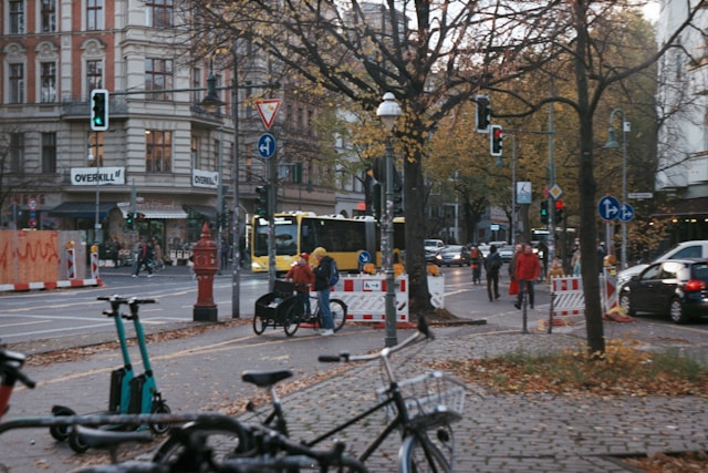 Berlin street with scooters